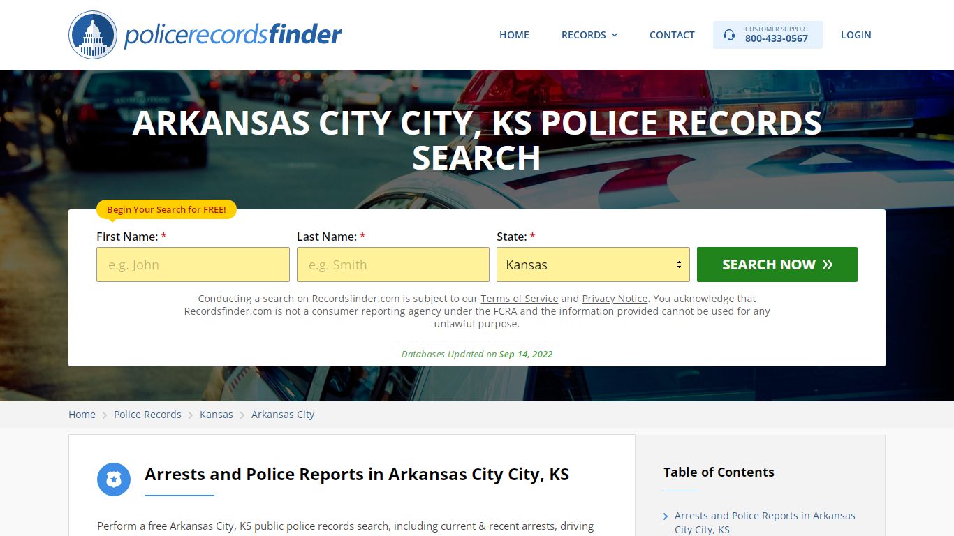 ARKANSAS CITY CITY, KS POLICE RECORDS SEARCH