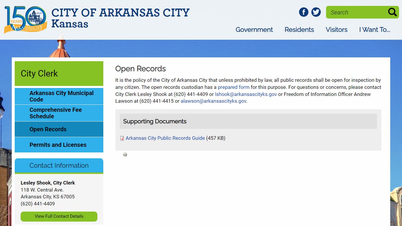 Open Records | Arkansas City Kansas